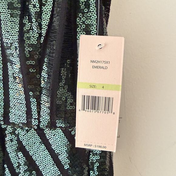 Nanette Lepore Emerald Sequin Mermaid Dress Evening Size 4 Holiday Party Evening - Picture 4 of 10